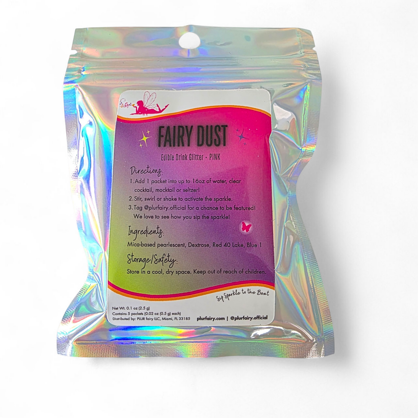 Fairy Dust 5-pack front with ingredients, directions, safety